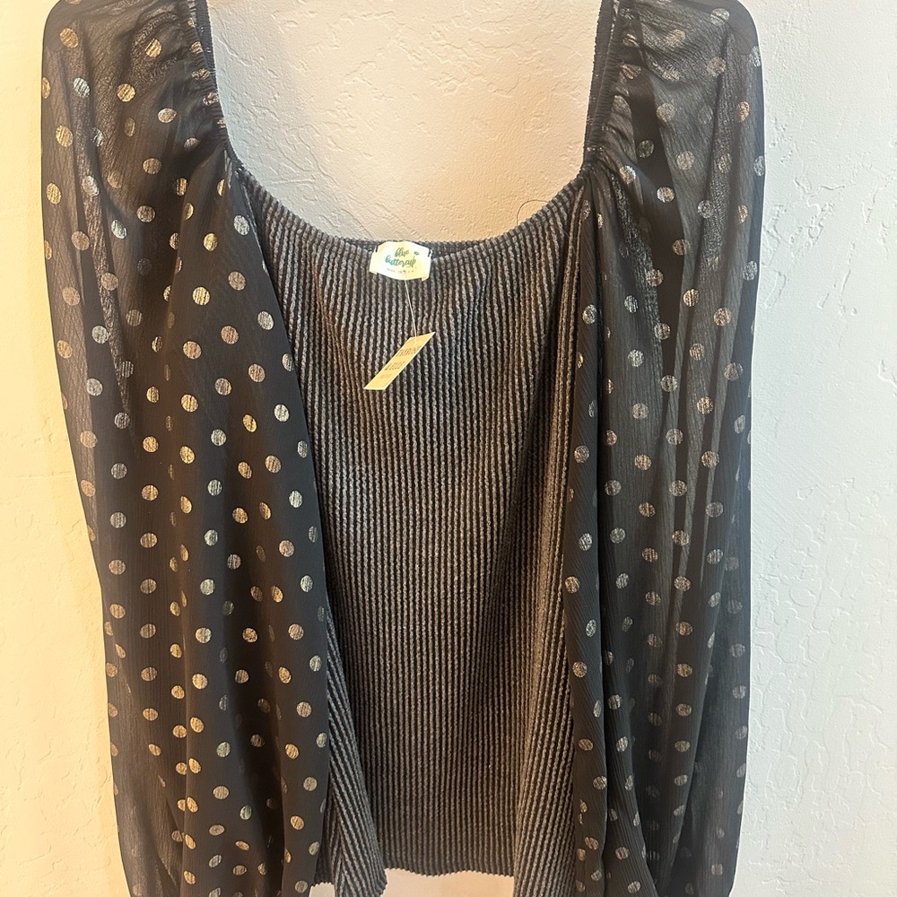 Black and Gold Polka Dot Blouse